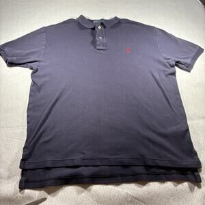 Polo Ralph Lauren Shirt Mens Large Dark Blue Short Sleeve Red Pony Logo